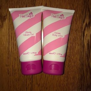Pink sugar mini shower gel and body lotion